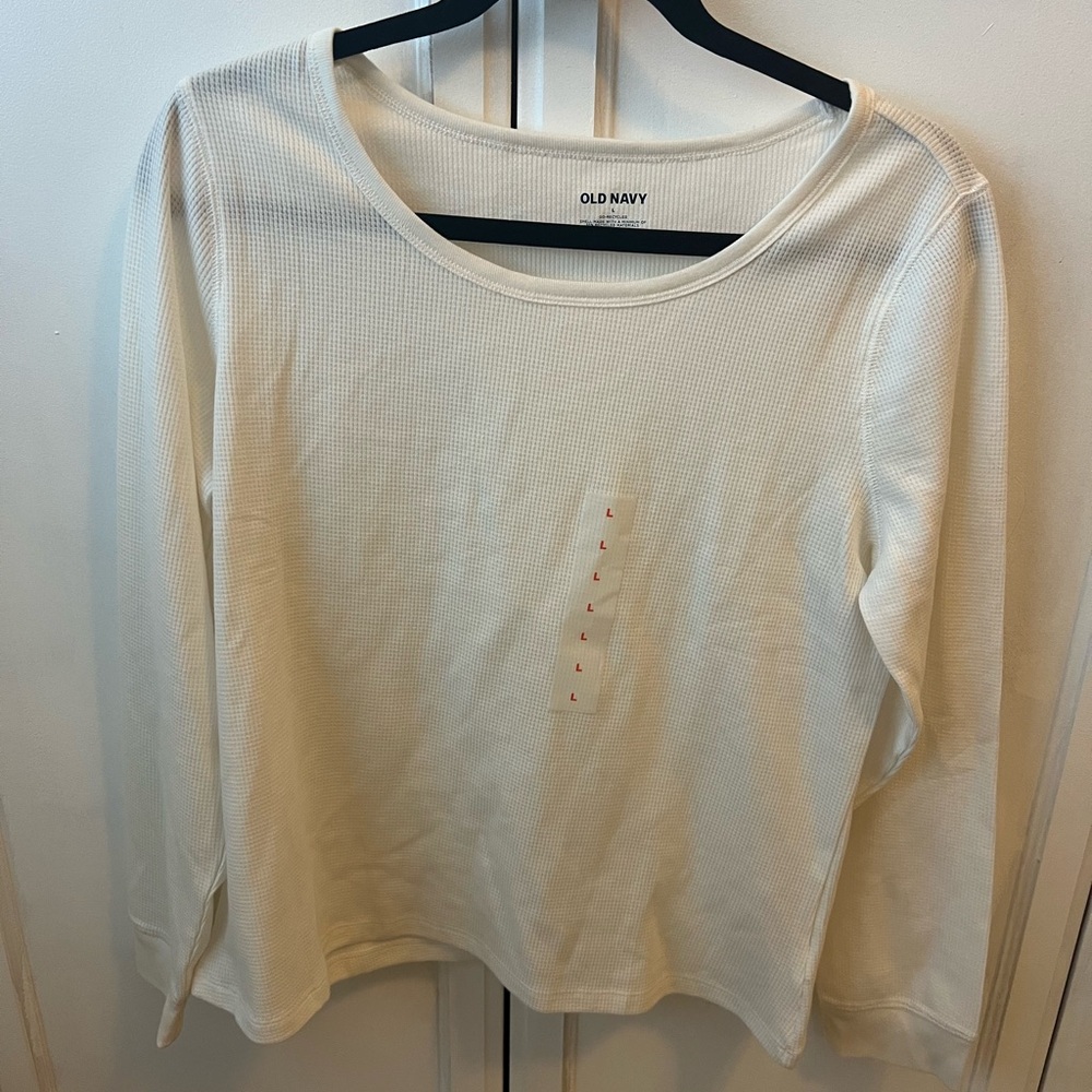 Old Navy Women's Off-White Long Sleeve Tee